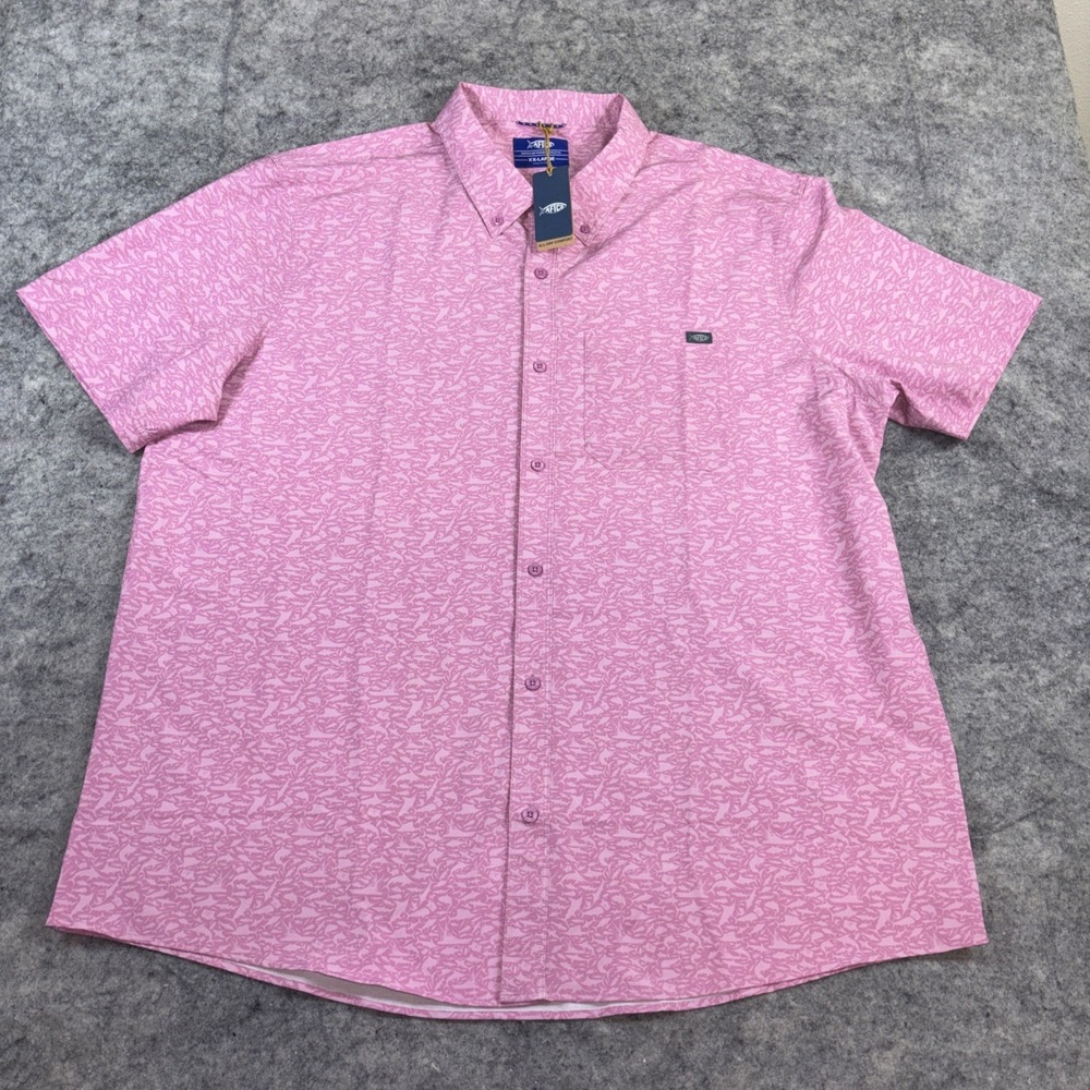 AFTCO Boatbar Men's 2XL Moonlight Mauve Short-Sleeve‎ Fishing Shirt UPF 50